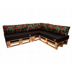 Paletové sedenie Golden Garden GG09 - Podsedáky a Vankúše 3ks × 120/80/15 + 3ks x 120cm/40cm/15cm + 1ks 60/40/15 - čierna / mak